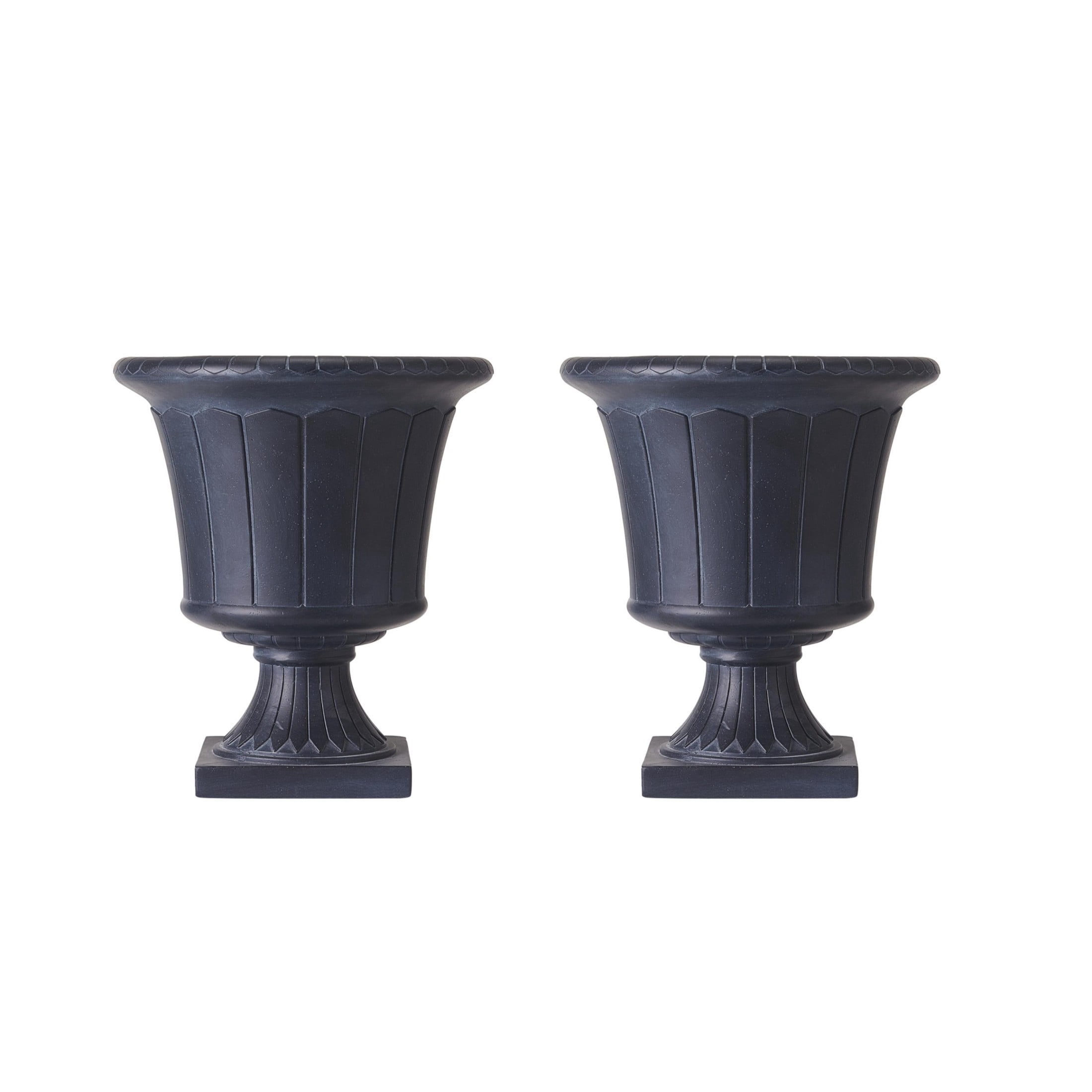 Christopher Knight Home 18.3"H Vintage MGO Outdoor Planter with Square Base for Patio, Antique Black, Set of 2
