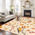 thumbnail image 2 of Large Area Rugs for Living Room Bedroom, Orange Leaves Fall 6'x9' Rug Washable Carpet Runner Indoor Outdoor, Birds Branches Pine Cones Non Slip Floor Mats Rug for Kitchen, Playroom, 2 of 8