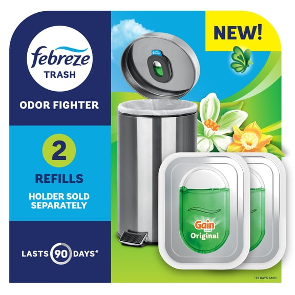 Febreze Trash Odor Fighter, Trash Can Air Freshener, Gain Original Scent, 2 Refills