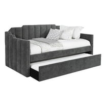 Kingston Upholstered Twin Daybed with Trundle Charcoal