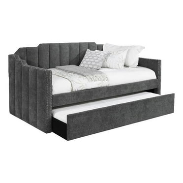 Kingston Upholstered Twin Daybed with Trundle Charcoal