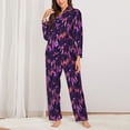 thumbnail image 2 of Salouo Purple Dreamcatcher Pattern Women's Pajamas Set Long Sleeve Button Down Sleepwear Soft Pj Lounge Sets for women 2 Piece Pjs Set with Long Pants-XX-Large, 2 of 7