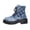 Blue, variant on Womens Ankle Boots Round Toe Tie Front Chunky Mid Heel Short Boots Plaid Pattern for Daily Wear