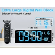 XREXS Digital Wall Clock Large Display, 16.5 LED Wall Clock with 6 Color Changes Night Lights, Auto DST, Count Up/Down Timer Clock with Remote Control for Living Room Bedroom Office Wall Decor