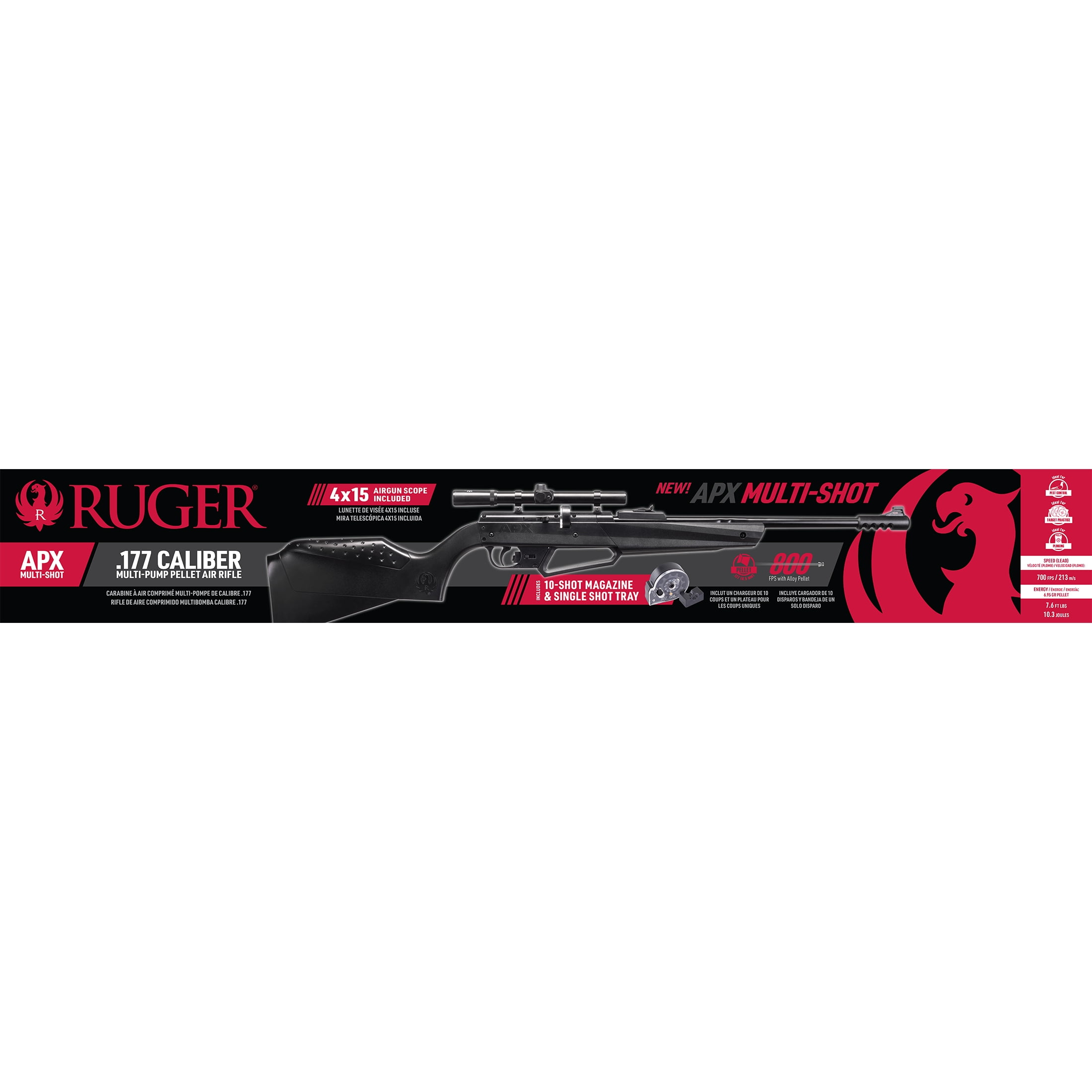 Ruger APX Multi-Shot Pneumatic Pump Pellet Rifle with Scope, Barrel Length 20 Inches