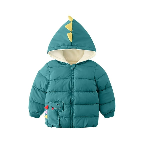 Hicidod Baby Winter Jackets Hooded Long Sleeve Warm Down Coats Lightweight Windproof Packable Cute Dinosaur Puffer Outerwear