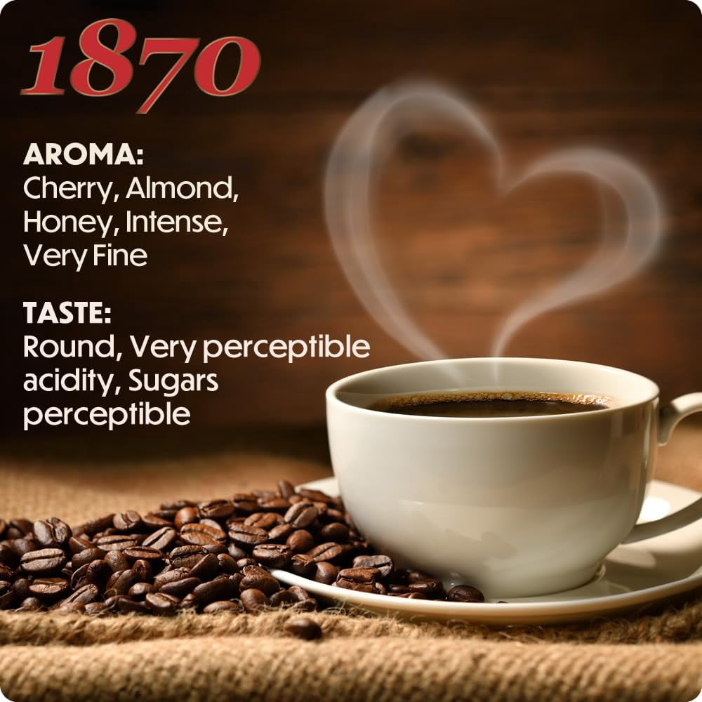 1870 by Caffe Barbera: Mago Whole Bean Roasted Coffee, Aromatic Intense & Fruity 7 Bean Blend by one of the worlds oldest coffee roasters, 150+ years of Roasting over 6 generations, 1.1lb / 0.5kg