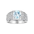 thumbnail image 1 of RYLOS Men's Rings Sterling Silver Designer Nugget Ring Oval 9X7MM Gemstone & Diamonds  Aquamarine March Birthstone Rings For Man Size 11, 1 of 7
