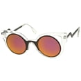 thumbnail image 2 of sunglassLA Unisex Womens Inner Metal Frame Zigzag Stepped Temple Two-Tone Cat Eye Sunglasses (Clear-Black / Purple Mirror) - 45mm, 2 of 4