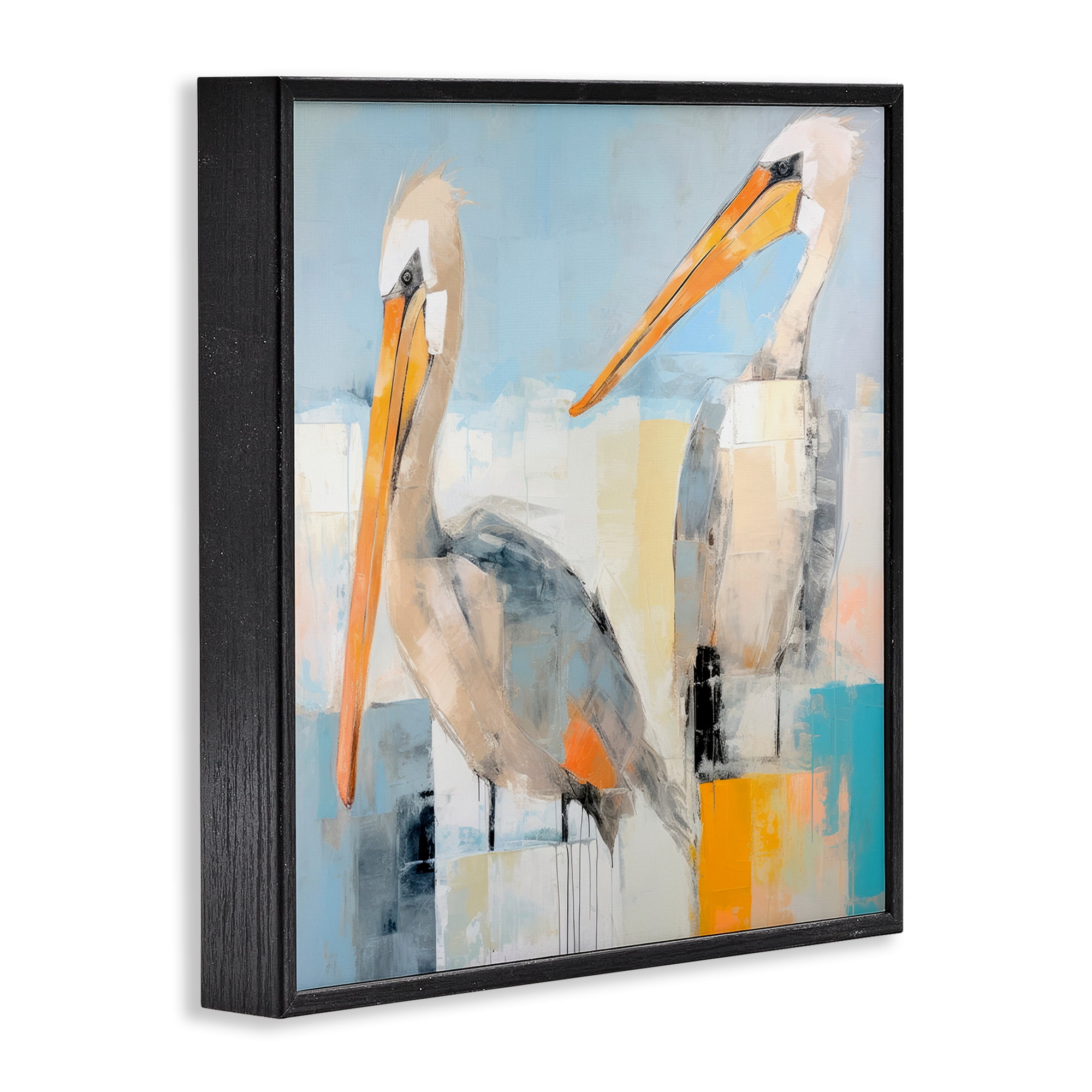 Stupell Industries Pelicans Abstract Pattern Animals & Insects Painting Black Framed Art Print Wall Art, 24 x 24
