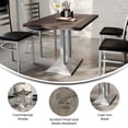 thumbnail image 4 of Flash Furniture 30" x 48" Solid Wood Indoor Tabletop in Dark Brown with 27" x 15" Silver Double Column Dining Height Table Base, 4 of 10