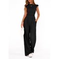 thumbnail image 4 of EASYBRA Women Casual Two Piece Outfit Ruffle Sleeve Top and Pleated Wide Leg Pants Summer Fashion Set, 4 of 7
