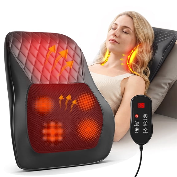 HOMEMASSA Shiatsu Back & Neck Massager with Heat for Muscle Pain,Massager for Pain Relief Deep Tissue, Black,Gift for Women & Men