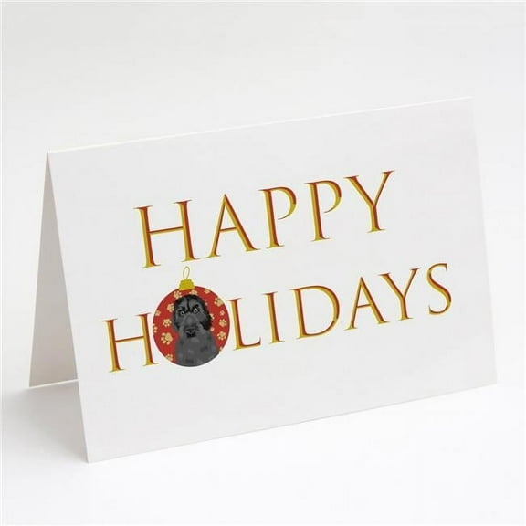 Doodle Black #3 Happy Holidays Greeting Cards and Envelopes Pack of 8 7 in x 5 in