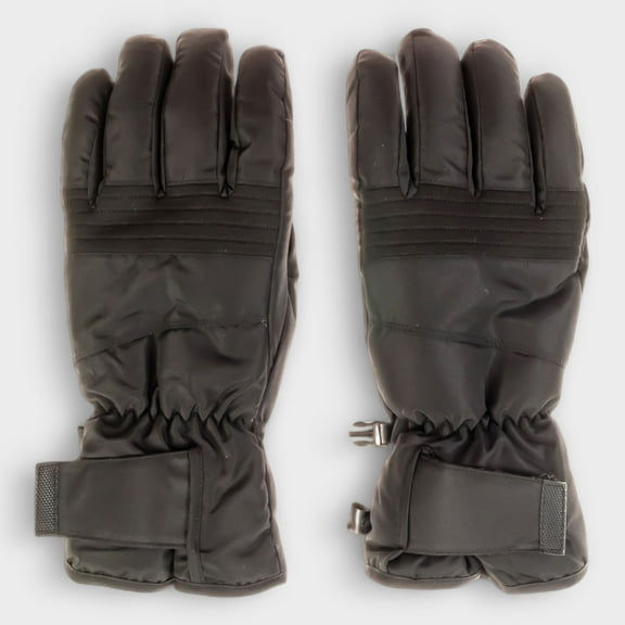 Canada Weather Gear Men's Ski Gloves - Water Resistant Winter Gloves with Velcro Strap, Warmth Indicator, for Cold Weather in Black, Small/Medium