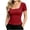 Red(Womens Tops), variant on GUACER Short Sleeve T-Shirts for Women Ribbed Square Neck Casual Solid Slim Fit Basic Tee Tops