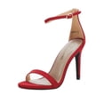 thumbnail image 1 of DREAM PAIRS KARRIE Zapatos de Tacón Estileto con Correa al Tobillo en Ante Rojo para Mujer, 1 of 8