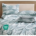 thumbnail image 4 of Chezmoi Collection Oversized Bedspread 100x106, Jacquard Matelasse Leaf Damask Design, 5-Piece Lightweight Reversible Microfiber Bedding Coverlet Set for All Season, Queen, Blue Sage/White, 4 of 9