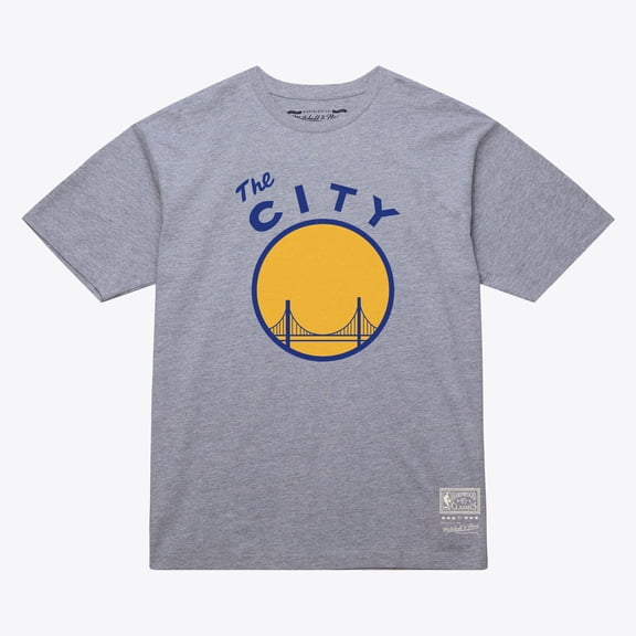 Unisex Mitchell & Ness  Heather Gray Golden State Warriors Hardwood Classics Arch T-Shirt