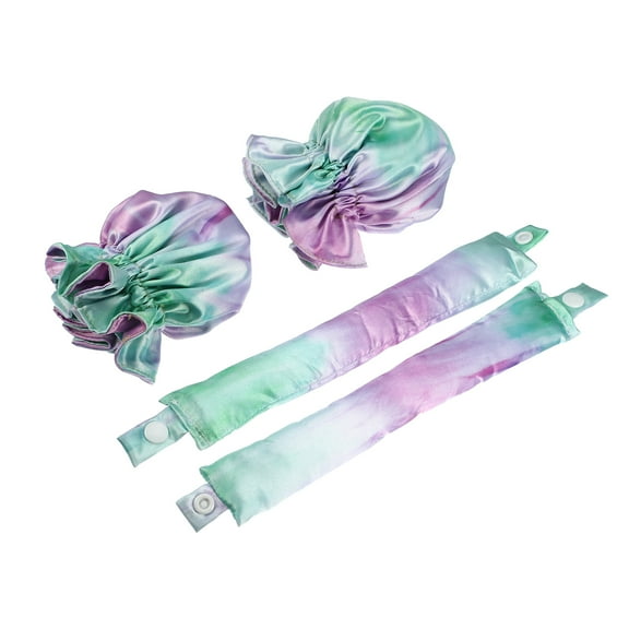 Vocoste 4 Pcs Heatless Hair Curler Satin Heatless Curling Rod Headband with Hair Cap Set for Heatless Curl Purple