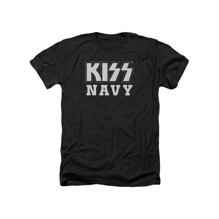 Kiss Hard Rock Band Rock N' Roll Music Kiss NAVY Adult Heather T-Shirt
