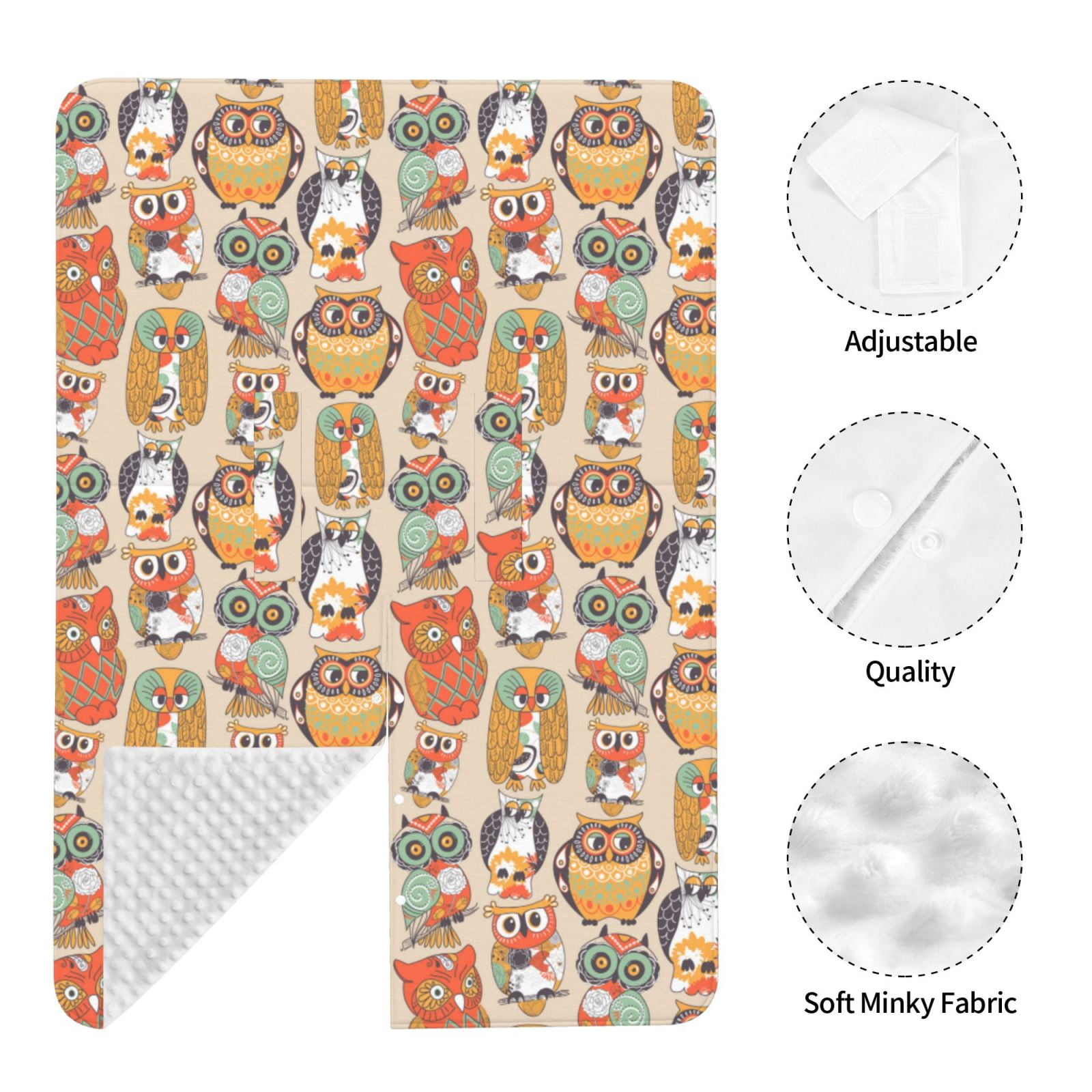 Naloa Colorful Owls Baby Car Seat Cover, Breathable Baby Carrier Cover, Multiuse Baby Carrier Cover & Nursing Breastfeeding Cover