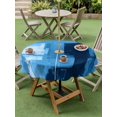 thumbnail image 3 of Outdoor Tablecloth with Umbrella Hole and Zipper, Ombre Blue Round Table Cloth 54 Inch Waterproof Tablecloth, Modern Abstract Oil Painting Geometric Artwork Picnic Table Cover for Patio Camping, 3 of 7