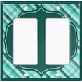 thumbnail image 6 of Metal Light Switch Plate Outlet Cover Vintage Teal Frame Plaid Wallpaper WAL039, 6 of 13