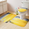 thumbnail image 4 of Yellow Gray Graffiti Bathroom Rugs Set Abstract Color Block Non Slip Absorbent Soft Bath Mats 3 Piece Set with Bathroom Rug, U-Shaped Floor Mat, Toilet Seat Cover Large Size, 4 of 9