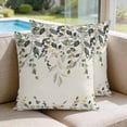 thumbnail image 2 of 16x16 Pillow Covers Set of 2, Green Eucalyptus Square Throw Pillow Covers for Couch/Sofa/Living Room, Farmhouse Weeping Leaves on Linen Decorative Soft Pillowcases for Couch Throw Pillows, 2 of 9