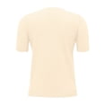 thumbnail image 5 of WTOBBY Women's Sweater T-Shirt Short Sleeve Knitted Pullover V-Neck Lightweight Casual Solid Color Top Elegant for Spring and Summer Comfort Breathable Fabric Everyday Style,Beige L, 5 of 5