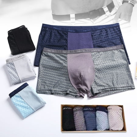 

Set of 5 Breathable Men s Boxer Briefs Elastic Stretchy 3D Design Underpants Wide Waistband Underwear for Teen Boy L 2