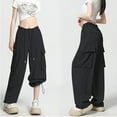 thumbnail image 7 of Kmdttou Cargo Pants Women Baggy Plus Size Solid Color Fashion Casual Loose Broad Leg Full Length Pants, 7 of 7