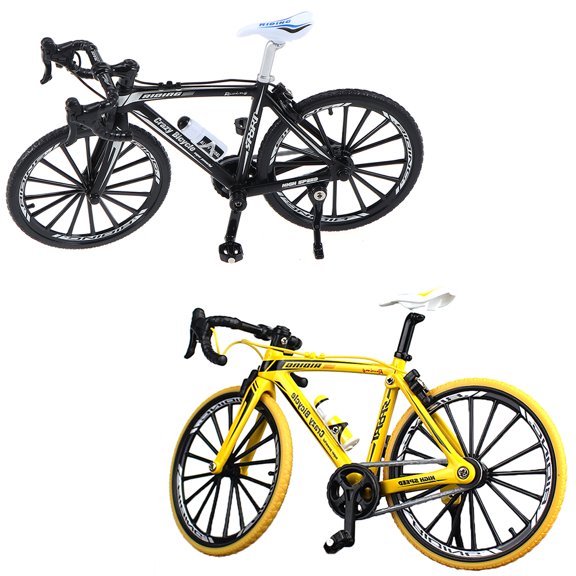 FRCOLOR 2Pcs Mini Desktop Ornament Bend Handle Racing Bike Alloy Crafts for Home Decoration Office Decoration