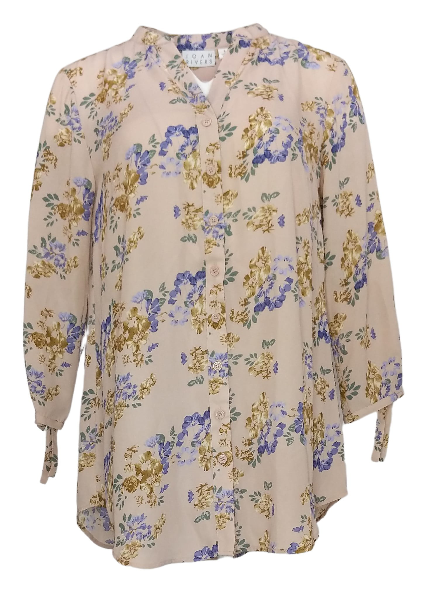 Joan Rivers Classics Collection Women's Top Sz 8 Floral Tunic Beige ...
