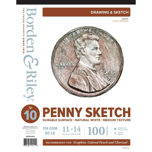 Borden & Riley #10 Penny Sketch Paper Pad, 100 Sheets, 11" x 14"