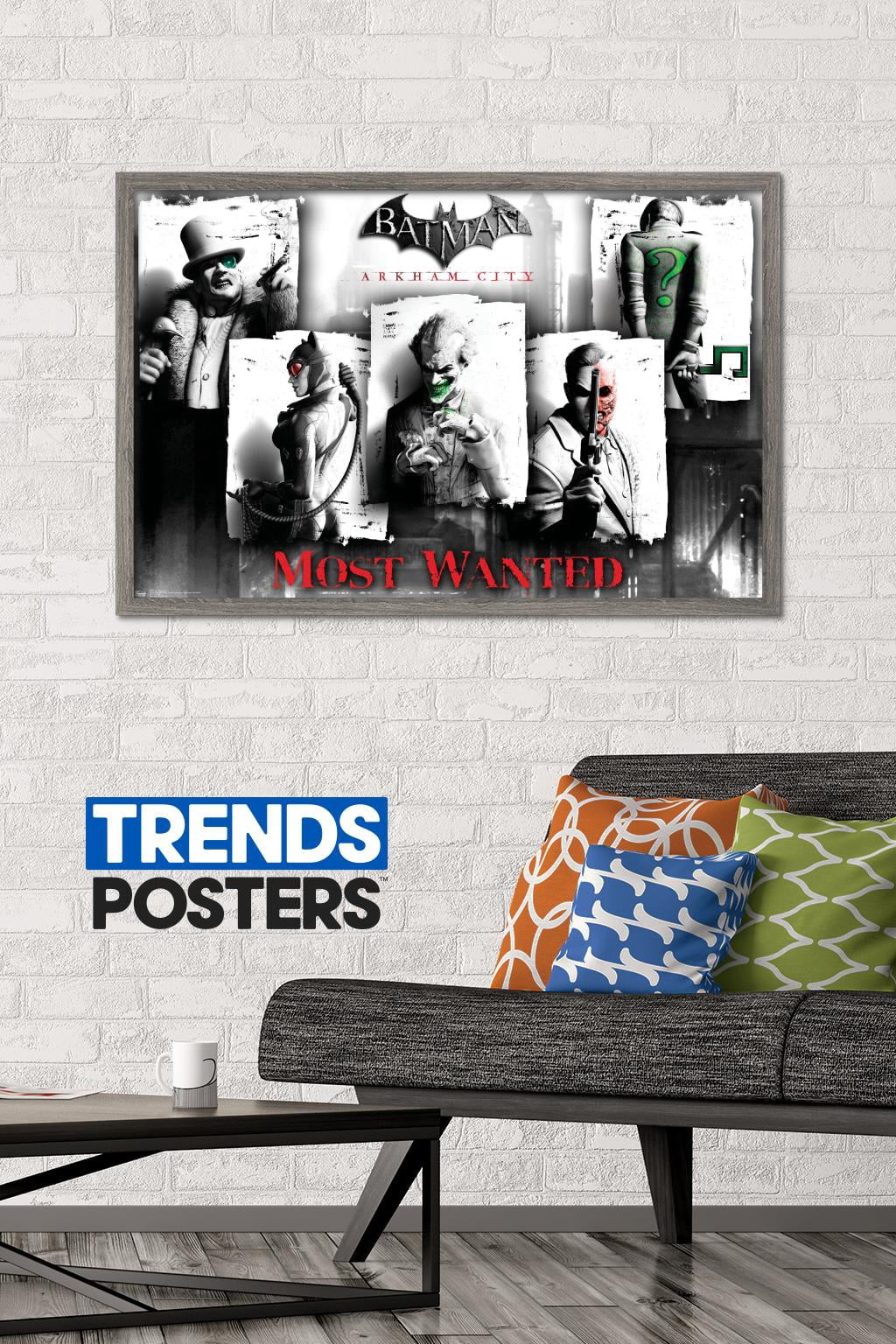DC Comics Video Game - Arkham City - Most Wanted Wall Poster, 22.375" x 34", Framed