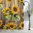 thumbnail image 2 of Sunflower Leaves Fabric Shower Curtain Floral Plant Wood Grain Washable Shower Curtains for Bathroom, Waterproof Bath Curtain with Hooks Home Decor 72x72in, 2 of 8