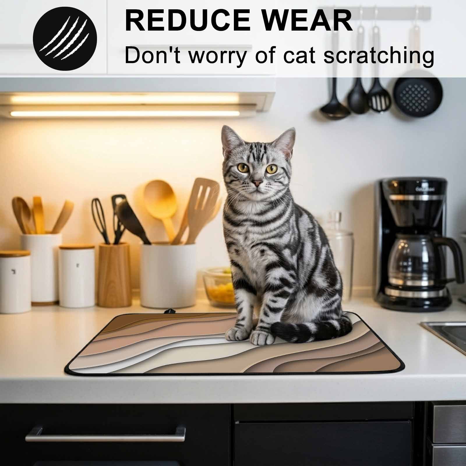 Brown Ombre Stove Top Cover for Electric Stove, Heat-proof & Non Slip Glass Top Stove Cover Protector, Modern Geometric Abstract Aesthetic Cream Kitchen Flat Cooktop Rubber Mat 31x24 Inches