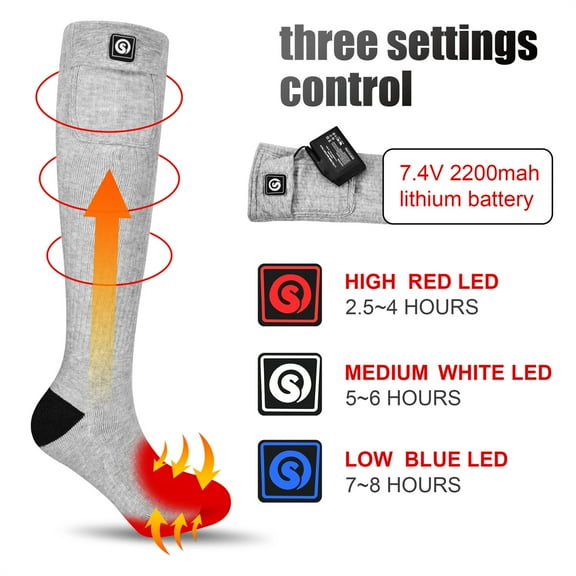 Heated Socks for Men Women, Electric Rechargeable Battery Thick Long Ski Socks for Winter Cold Weather Hunting Hiking Camping Skating Motorcycle Cycling Fishing