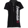 thumbnail image 1 of Aeropostale Womens 87 5 Polo Shirt, Negro, X-Small Aeropostale Polo, 1 of 2