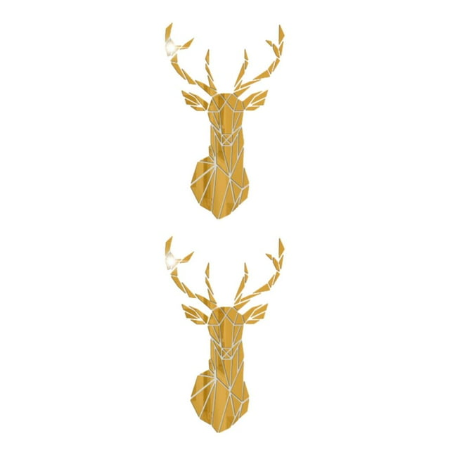 relayinert Easy To Paste And Remove 3D Deer Head Mirror Wall Sticker For Quick Decor Updates Living Space gold XXL 2Set
