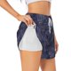 thumbnail image 1 of Balery Watercolor Indigo Pantalones cortos deportivos para mujer con forro y dos bolsillos, elásticos, para entrenamiento, gimnasio, yoga-Large, 1 of 7