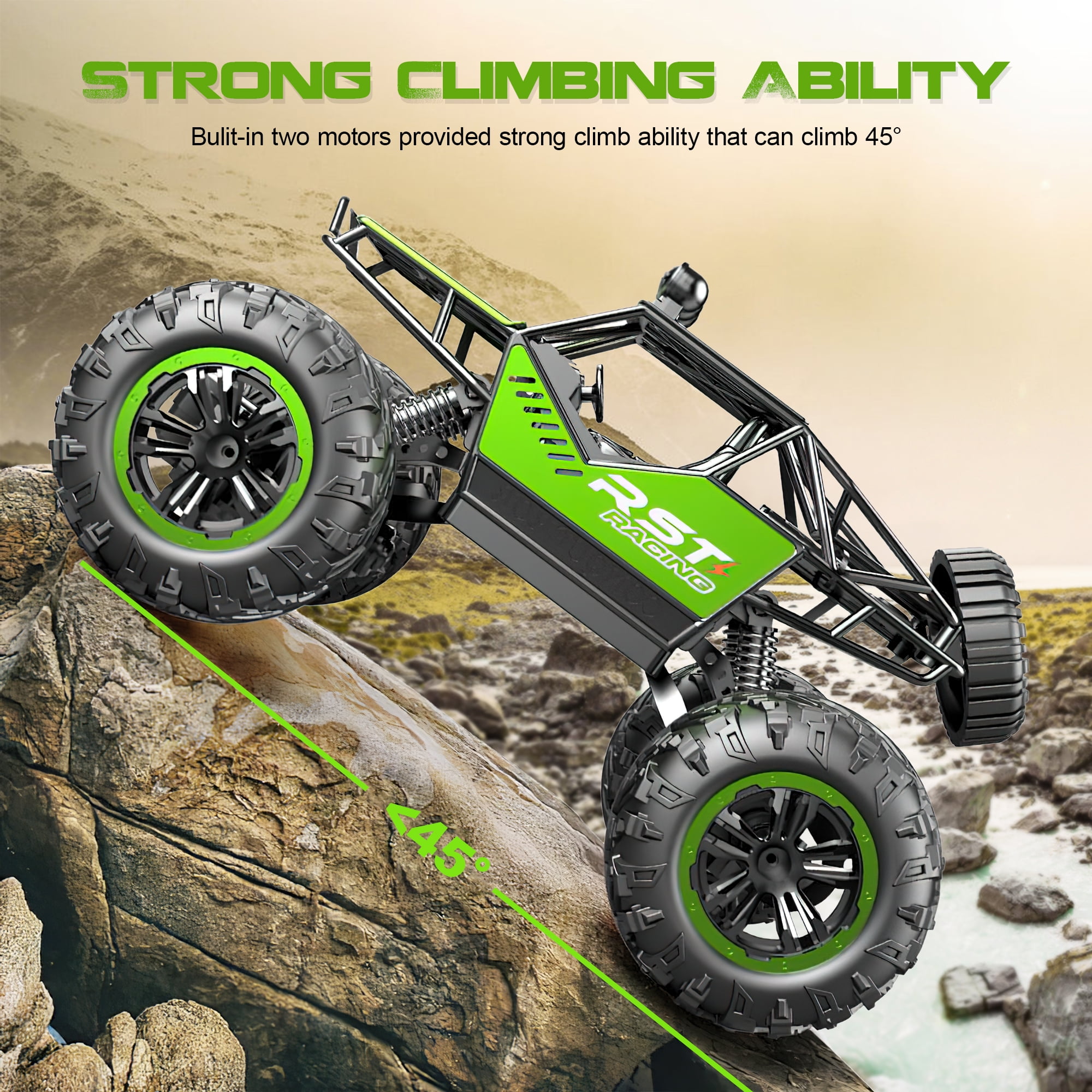 Carsky RC Cars-1:18 Scale Remote Control Car, Rechargeable Off Road RC Vehicle Monster Truck Crawler for Christmas 5-12 Boys Gift Toy