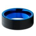 thumbnail image 2 of Tungsten Wedding Band Blue Tungsten Ring Tungsten Carbide Ring 8mm Brushed Black Ring Men and Women Comfort Fit, 2 of 3