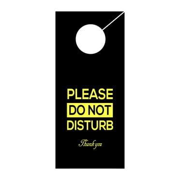 Do Not Disturb Door Hanger Sign, (Yellow on White) 10 Pack Size: 8.5 x 3.5