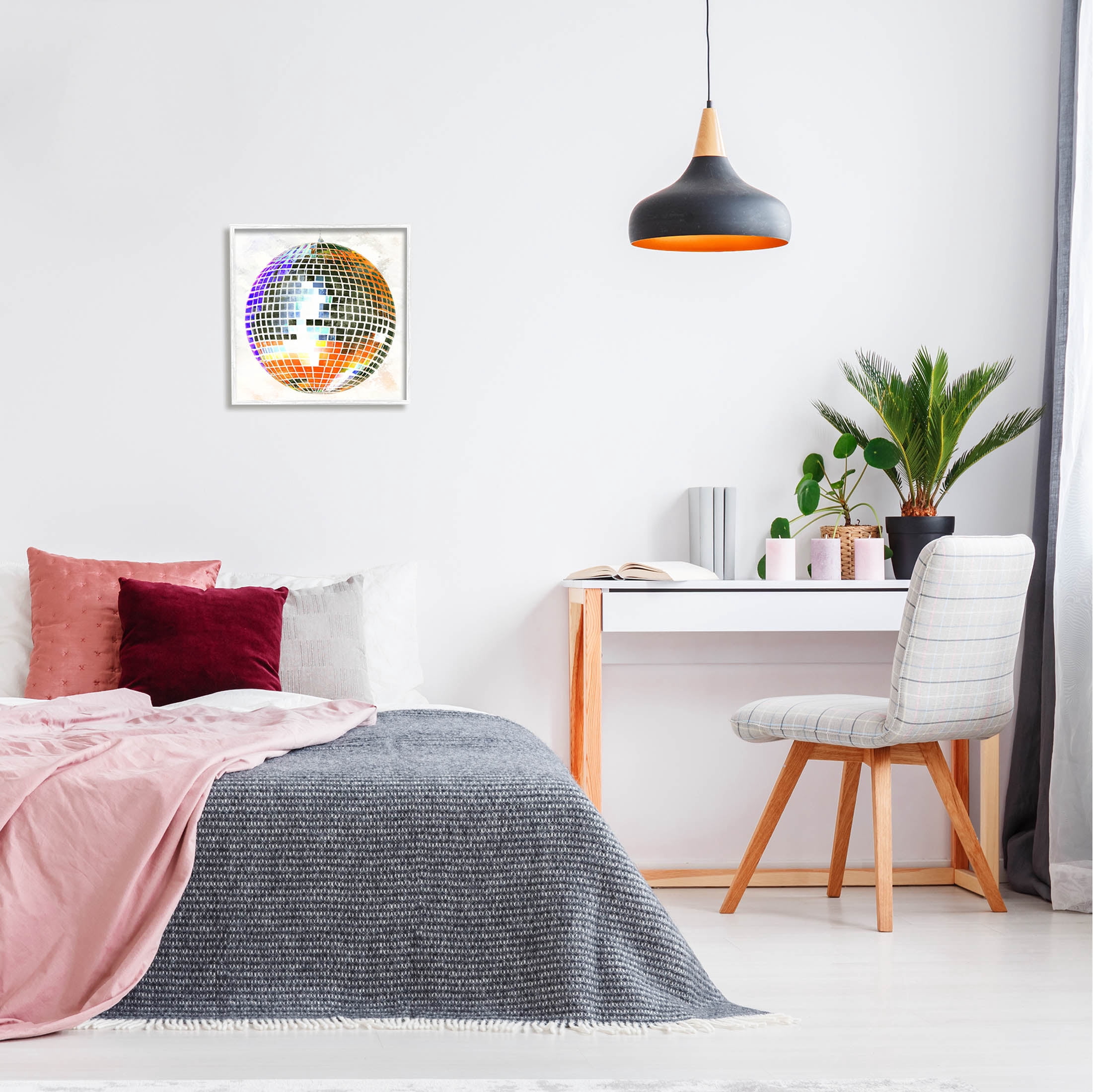 Stupell Industries Vivid Disco Ball Pattern Graphic Art White Framed Art Print Wall Art, Design by Ziwei Li