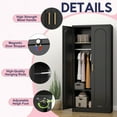thumbnail image 4 of Polup Metal Steel Storage Armoire Wardrobe Closet Cabinet for Hanging Clothes,Doors,71" H Black, 4 of 11