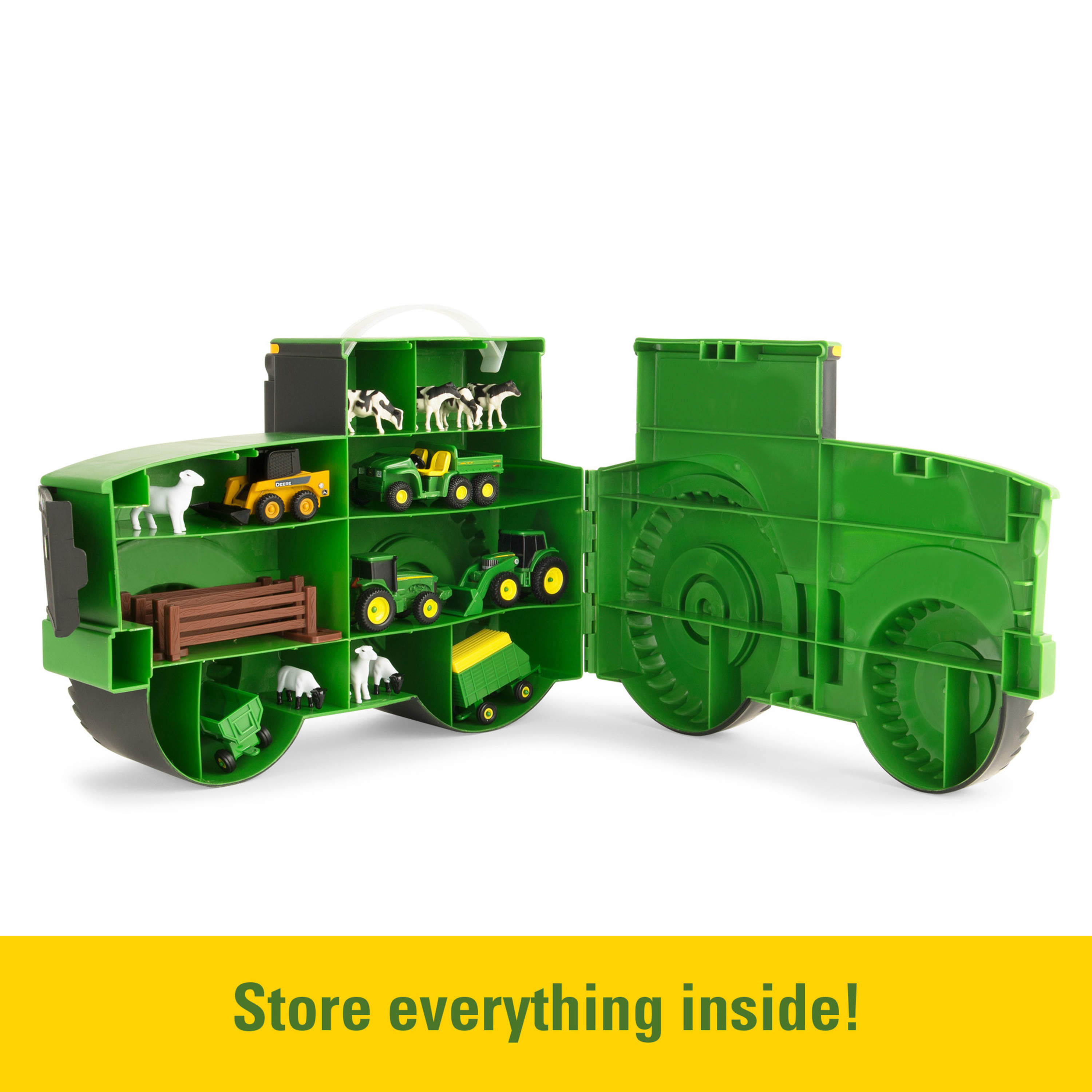 John Deere Tractor Toy Carry Case Value Farm Vehicle Playset, with Handle (18 Pieces) - image 2 of 7
