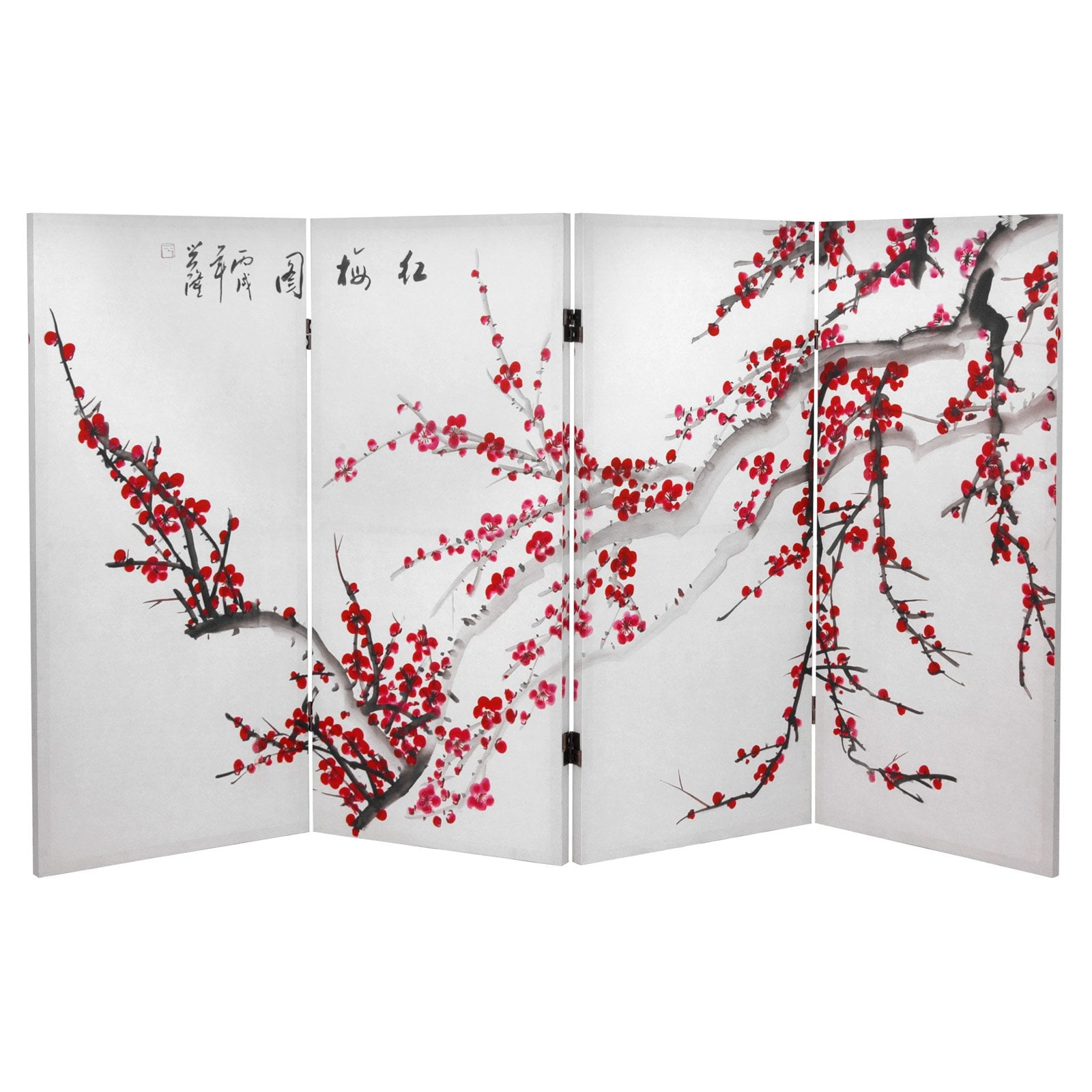 Oriental Furniture 3 ft. Tall Plum Blossom Canvas Room Divider 4